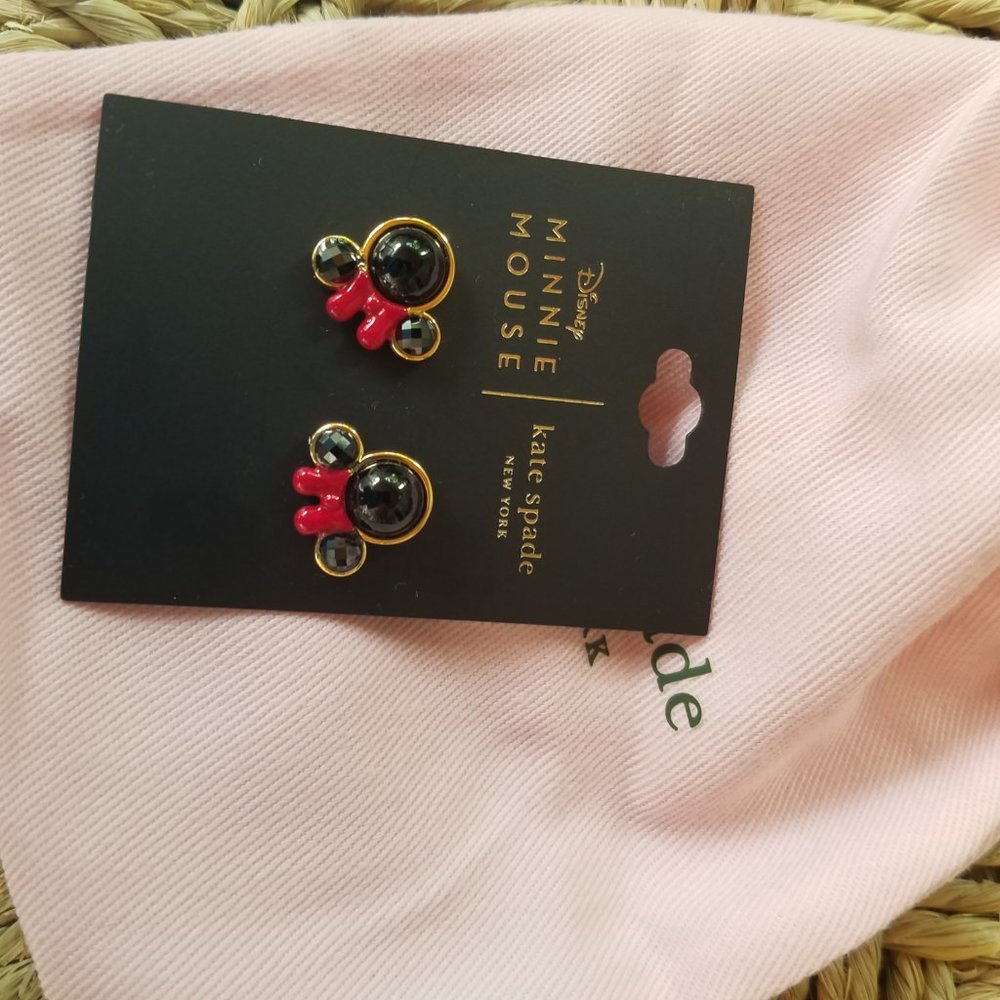 Kate Spade Minnie Mouse Earrings Studs Black Red - Picture 7 of 7